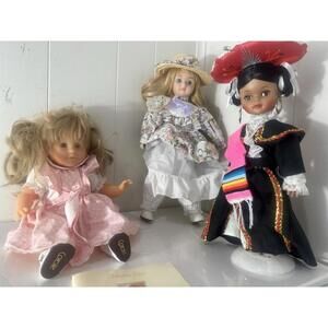 Corolle Doll Lot Bertille 1998  Toddler Doll 14” Blonde Hair Floral Dress